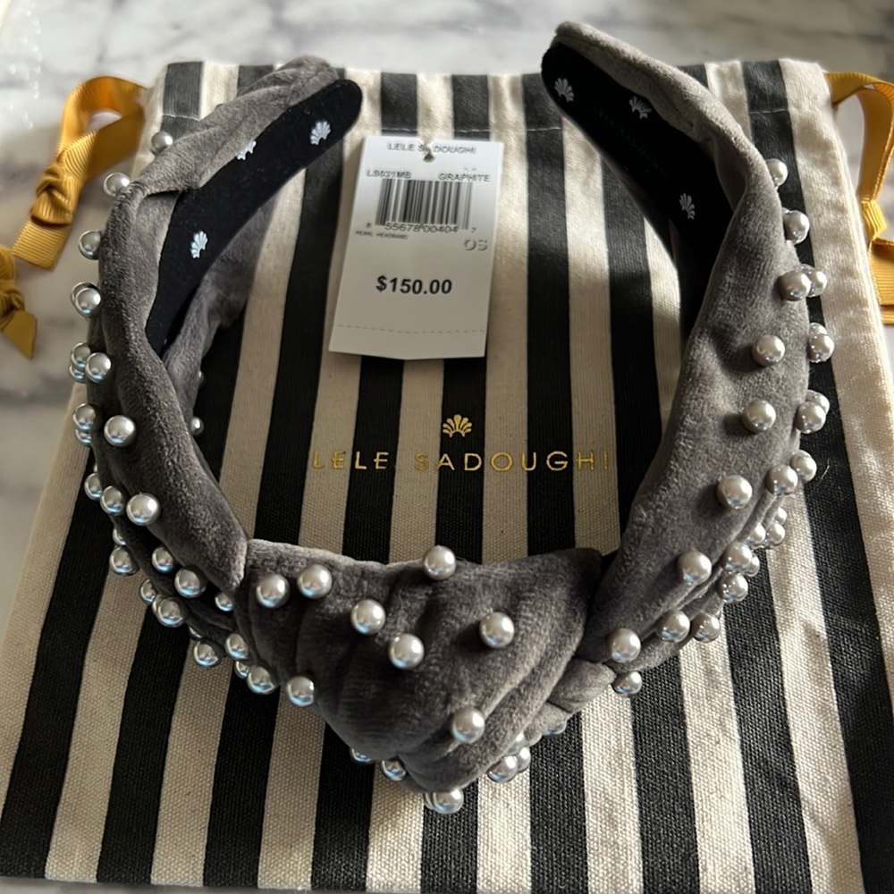 Lele Sadoughi Graphite Pearl Headband